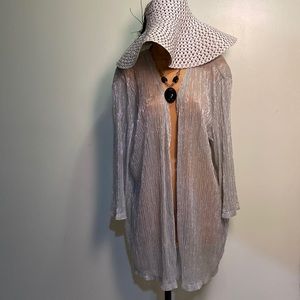🛝⬇️ EUC Chico’s Silver Shimmered Cover Up Top Size 3